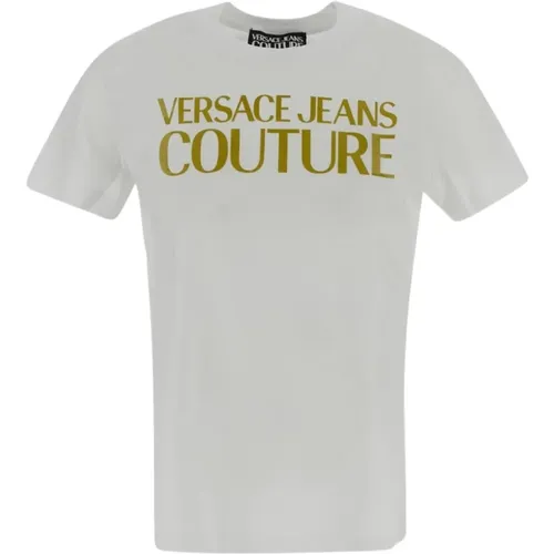 Logo Baumwoll T-Shirt , Damen, Größe: S - Versace Jeans Couture - Modalova