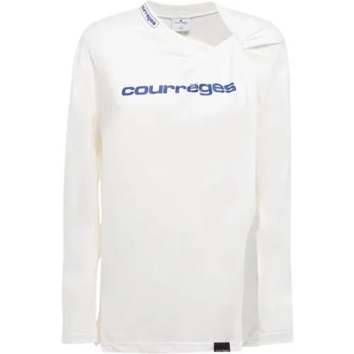Sportliches T-Shirt aus einfarbigem Baumwolljersey , Damen, Größe: M - Courrèges - Modalova