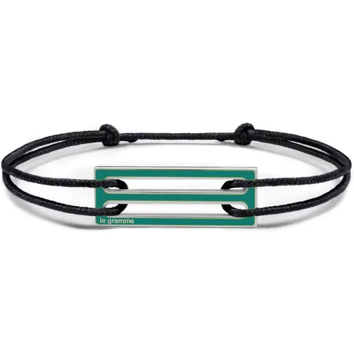 Bracelets, unisex, , Size: ONE SIZE Green lacquered cord bracelet 2,5g - Le Gramme - Modalova