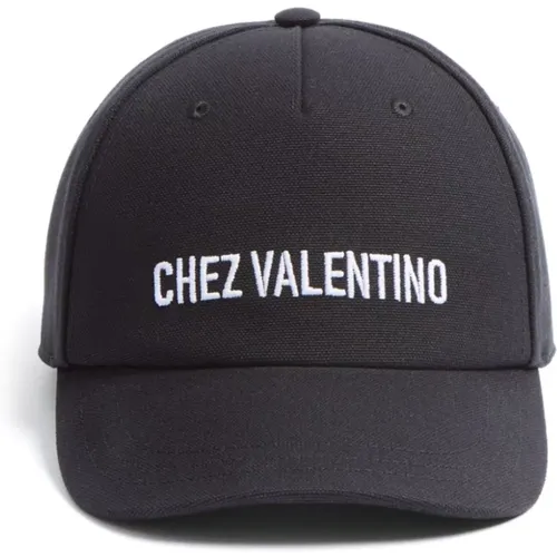 Caps, male, , Size: 58 CM Embroidered logo cotton cap - Valentino Garavani - Modalova