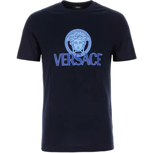 Midnight Baumwoll T-Shirt , Herren, Größe: S - Versace - Modalova