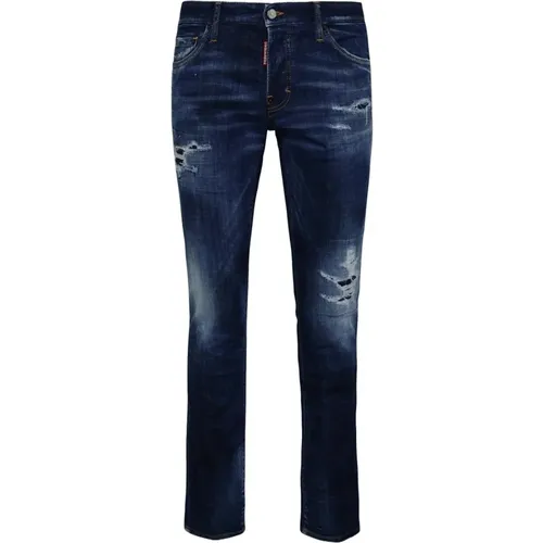 Slim Fit Verwaschene Blaue Jeans , Herren, Größe: 2XL - Dsquared2 - Modalova