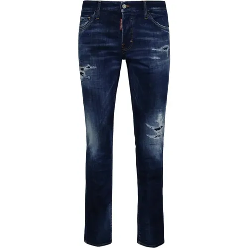 Slim Fit Verwaschene Blaue Jeans , Herren, Größe: L - Dsquared2 - Modalova