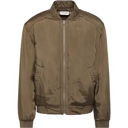 Bomber Jackets, male, , Size: XL Khaki Bomber Jacket Aw24 - Saint Laurent - Modalova