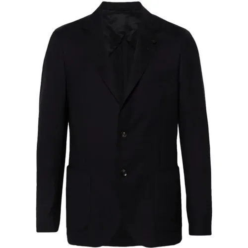 Formal Blazers, male, , Size: 2XL Wool Blazer with Brooch Detail - Lardini - Modalova