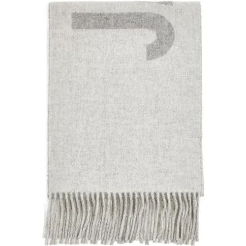 Winter Scarves, female, , Size: ONE SIZE Grey Wool Scarf with Fringes - Jacquemus - Modalova