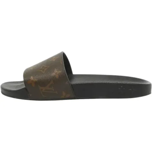 Pre-owned Flats, male, , Size: 7 1/2 US Pre-owned Coated canvas sandals - Louis Vuitton Vintage - Modalova