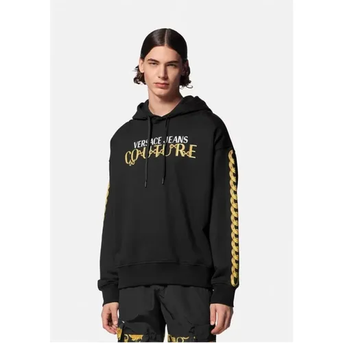 Hoodies, male, , Size: M Chain Logo Hoodie /Gold - Versace Jeans Couture - Modalova