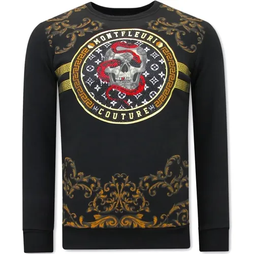 Sweatshirt mit Schlangenschädel-Print auf dem Rücken - 3674 , Herren, Größe: S - True Rise - Modalova