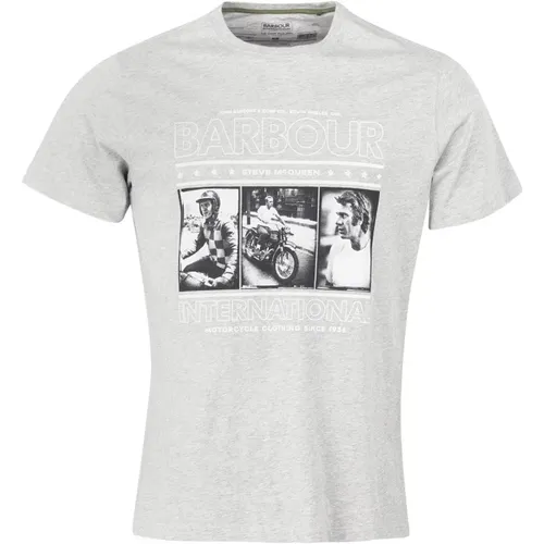 T-Shirts, male, , Size: L Steve McQueen Reel T-Shirt Grey Marl - Barbour - Modalova