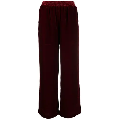 Ruby Velvet Trousers with Elasticated Waistband , female, Sizes: XS, M, S - Gold Hawk - Modalova