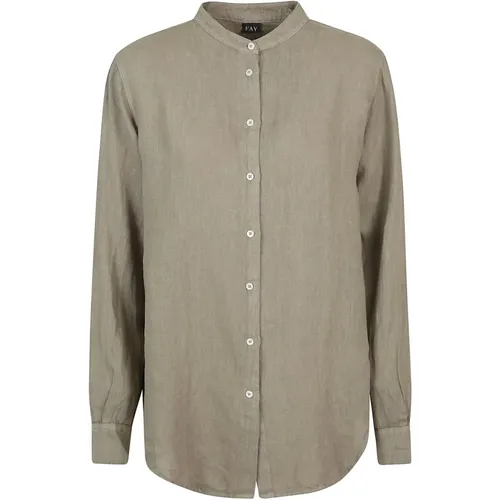 Linen Mandarin Collar Shirt , female, Sizes: S, XS, L, M - Fay - Modalova