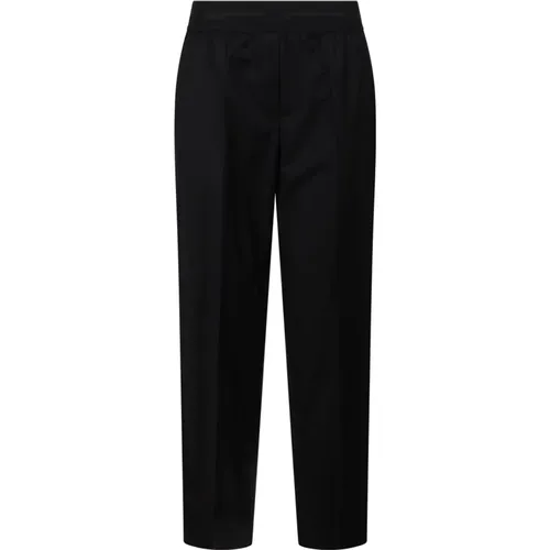 Straight Trousers, female, , Size: M Tapered Wool Trousers with Pressed Crease - Helmut Lang - Modalova