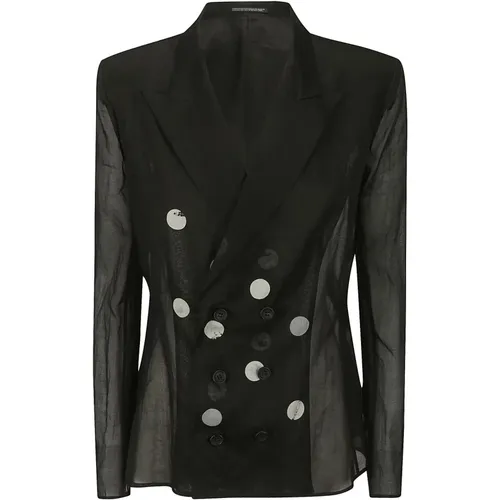 Polka Dot Double-Breasted Jacket , female, Sizes: M - Yohji Yamamoto - Modalova