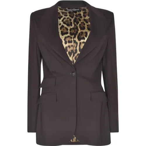 Blazers, female, , Size: S Plain Button Blazer - Dolce & Gabbana - Modalova