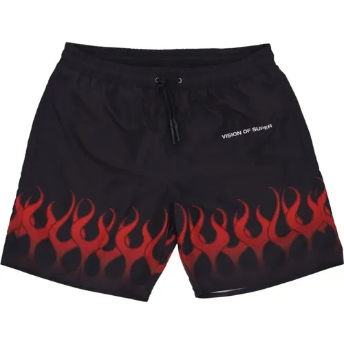 Flames Badehose Schwarz/Rot , Herren, Größe: M - VISION OF SUPER - Modalova