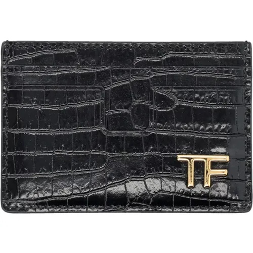 Croc Cardholder Wallet , male, Sizes: ONE SIZE - Tom Ford - Modalova
