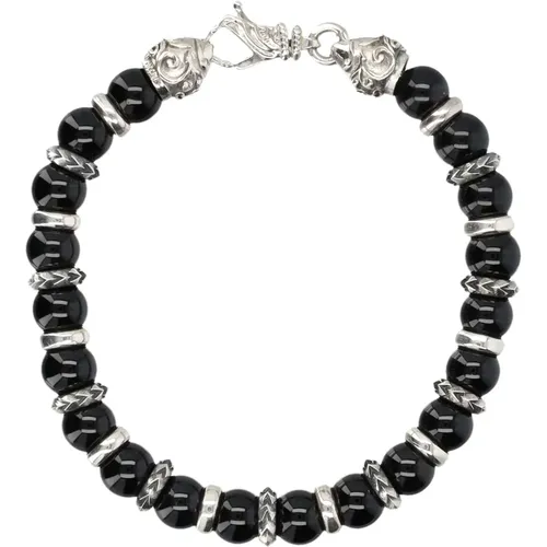 Arabesque Beaded Bracelet Schwarz Schmuck , Herren, Größe: L - Emanuele Bicocchi - Modalova