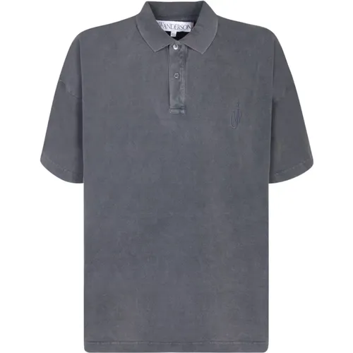 Oversize Baumwoll Polo Shirt mit Besticktem Logo , Herren, Größe: S - JW Anderson - Modalova