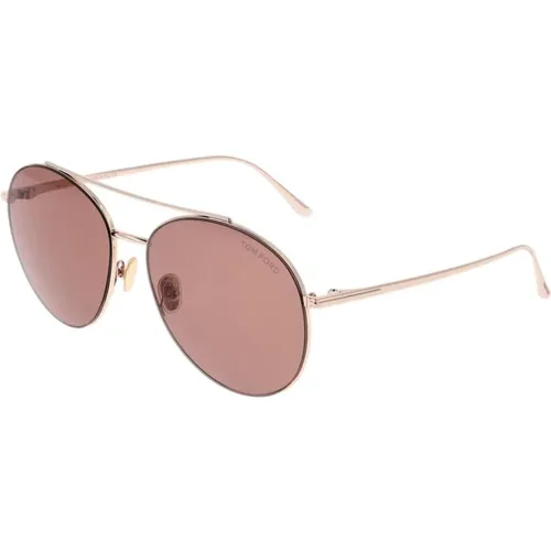 Sunglasses, female, , Size: ONE SIZE Rose Gold Aviator Sunglasses with UV Protection - Tom Ford - Modalova