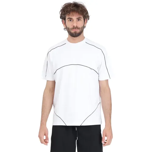 Weiße T-Shirt Trevor Kontrast Prägung Nähte , Herren, Größe: S - Arte Antwerp - Modalova
