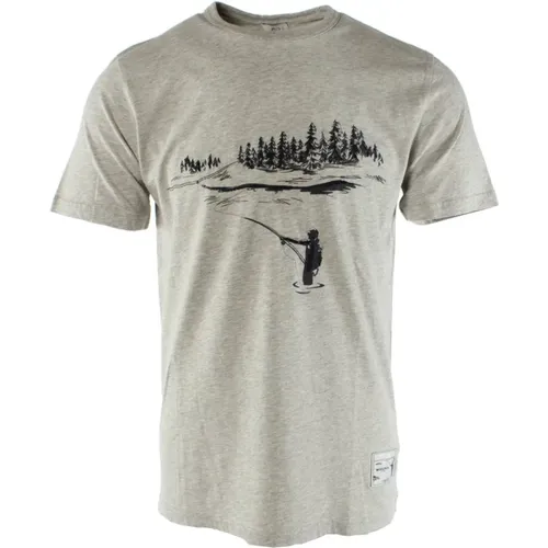 Grey Cotton T-shirt for Men , male, Sizes: S - Woolrich - Modalova