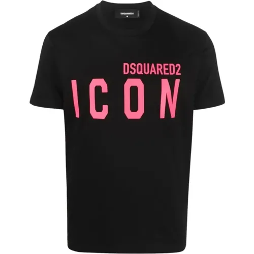 Icon Print T-Shirt in Schwarz und Fuchsia - Dsquared2 - Modalova