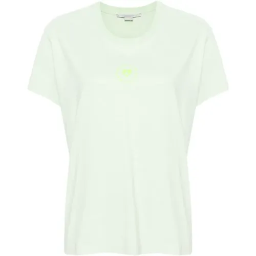 Logo Weißes T-Shirt mit Rundhalsausschnitt , Damen, Größe: S - Stella Mccartney - Modalova
