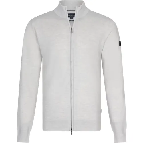 Merino Full Zip Cardigan Weste Creme , Herren, Größe: L - Cavallaro - Modalova