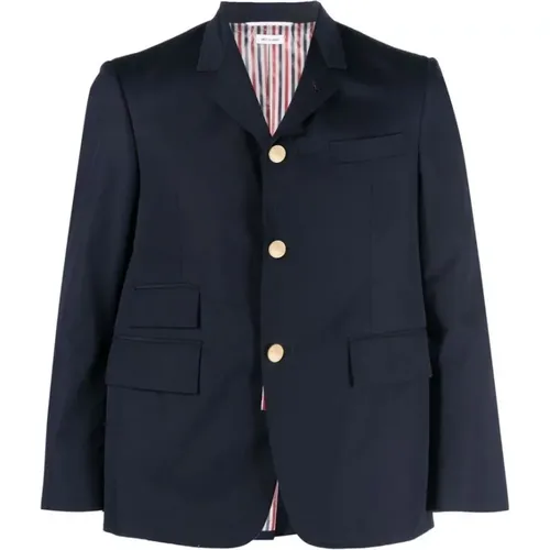 Blazers, male, , Size: XL Navy RWB Stripe Blazer - Thom Browne - Modalova