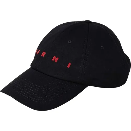 Caps, male, , Size: ONE SIZE Embroidered Lettering Baseball Cap Stylish Casual Hat - Marni - Modalova