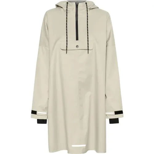 Oversized Anorak Federgrauer Mantel , Damen, Größe: L/Xl - Cream - Modalova