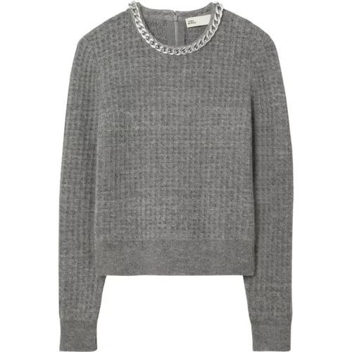 Chain Crew Neck Sweater , Damen, Größe: M - TORY BURCH - Modalova