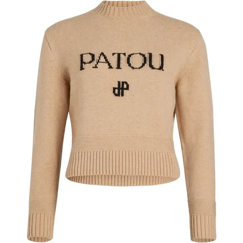 Wool Cashmere Jumper Intarsia Design , female, Sizes: L - Patou - Modalova