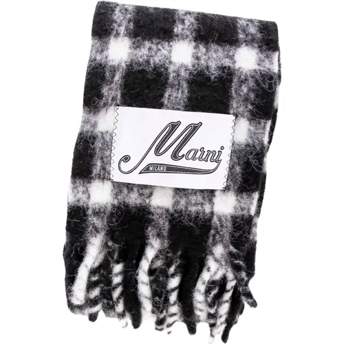 Winter Scarves, male, , Size: ONE SIZE Soft Alpaca Mix Scarf with Fringes - Marni - Modalova