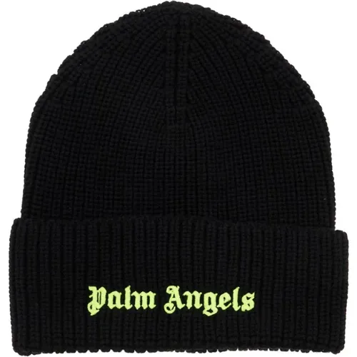 Beanies, male, , Size: ONE SIZE Fluorescent Logo Beanie - Palm Angels - Modalova