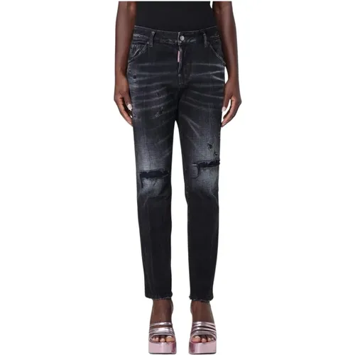 Slim-fit Jeans, female, , Size: S Stylish Distressed Boyfriend Jeans - Dsquared2 - Modalova