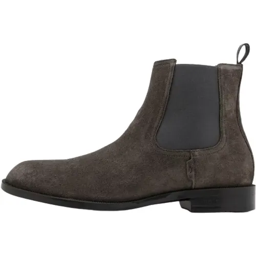 Chelsea Boots, male, , Size: 10 US Suede Round Toe Flat Boots - Hugo Boss - Modalova