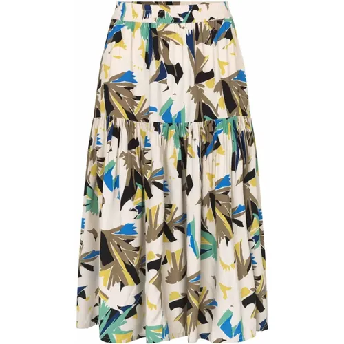 Flared Skirt with Elastic Waistband and Ruffle Details , female, Sizes: M, L, XS, S - Masai - Modalova