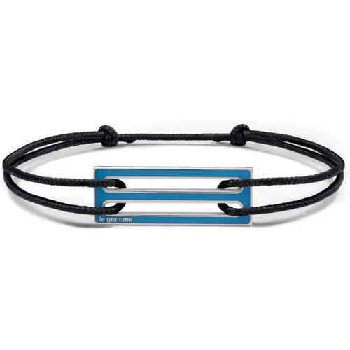 Bracelets, unisex, , Size: ONE SIZE Blue lacquered cord bracelet - Le Gramme - Modalova