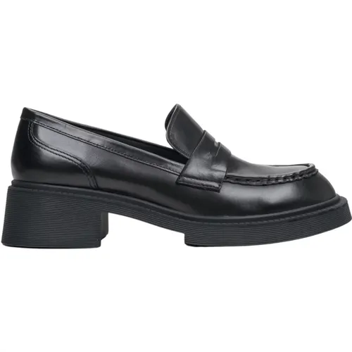 Loafers, female, , Size: 6 US Women`s Penny Loafers with Sturdy Heel made of Genuine Leather Er00113576 - Estro - Modalova