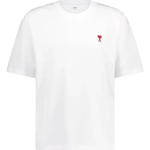 Oversized T-Shirt mit Logo-Stickerei , Herren, Größe: L - Ami Paris - Modalova