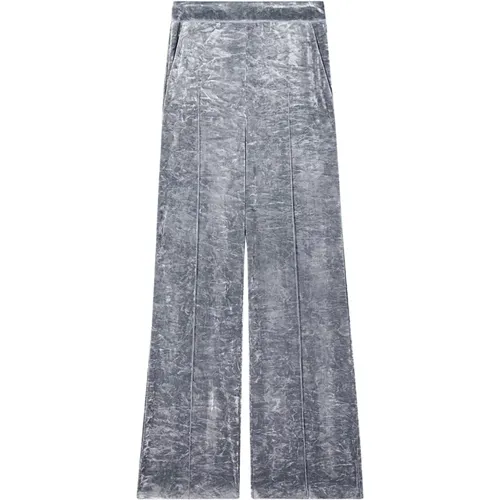 Wide Trousers, female, , Size: M Velvet Palazzo Pants Essential Style - PATRIZIA PEPE - Modalova