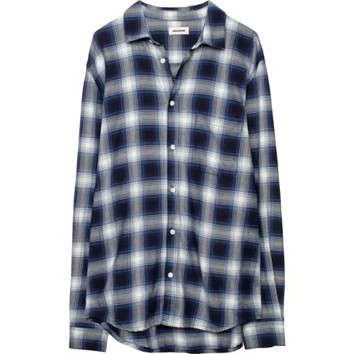 Crinkled Checkered Stanael Shirt , male, Sizes: XS - Zadig & Voltaire - Modalova