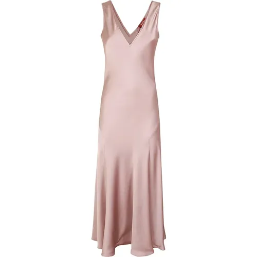 Satin Lavendel V-Ausschnitt Kleid , Damen, Größe: S - Max Mara Studio - Modalova