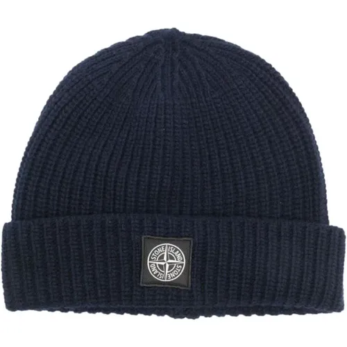 Navy Beanie Hat , Herren, Größe: ONE Size - Stone Island - Modalova