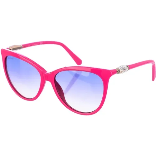 Bordeaux Oval Sunglasses with Fuchsia Gradient , female, Sizes: ONE SIZE - Swarovski - Modalova