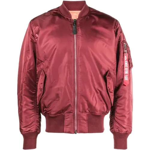 Bomber Jackets, male, , Size: L Classic Ma-1 Jacket in Burgundy - alpha industries - Modalova