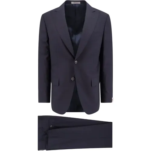 Single Breasted Suits, male, , Size: 2XL Peak Lapel Wool Suit Made in Italy - Corneliani - Modalova