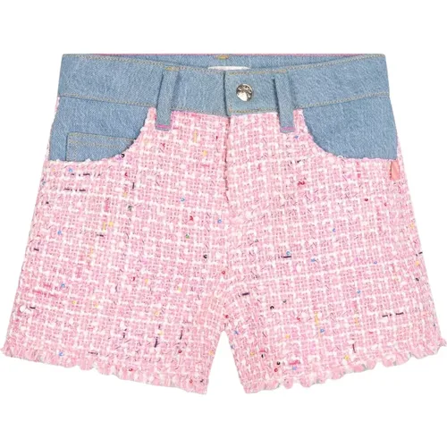 Rosa Tweed Shorts mit Denim-Einsätzen - Billieblush - Modalova